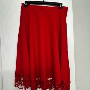 SHEIN Red A-Line Skirt with Cutout Hem